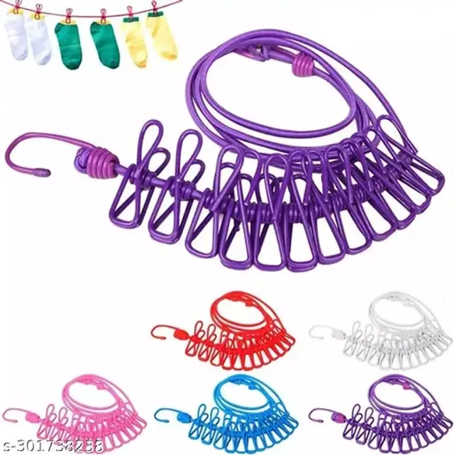 MAGIC PLUS 2 Pcs Cloth Drying Rope with 12 Hooks (Assorted)