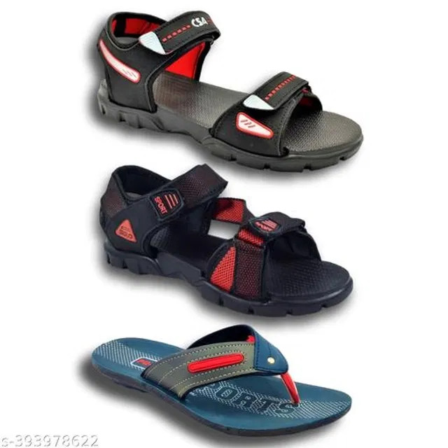 Sandals with Flipflop for Men (Multicolor, 7) (Pack of 3)