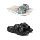 Combo of Sliders & Flats for Women (Multicolor, 7) (Set of 2)
