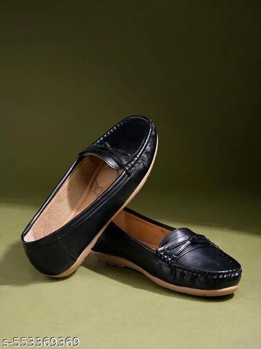 Shoetopia Girls Loafers (Black, 11 to 12 Years)
