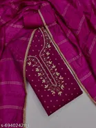 Chanderi Cotton Punjabi/All Over Suits Semi-Stitched Suits 
