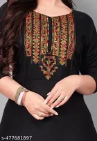 Solid Embroidered Rayon Kurti for Women 