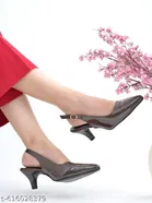 Shoetopia Brown Patent Leather Heel Sandals 