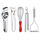 Stainless Steel Lemon Squeezer & Pakkad & Egg Whisk & Roti Chimta & Potato Masher For Kitchen 