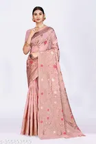 Linen Zari Woven Saree for Women 