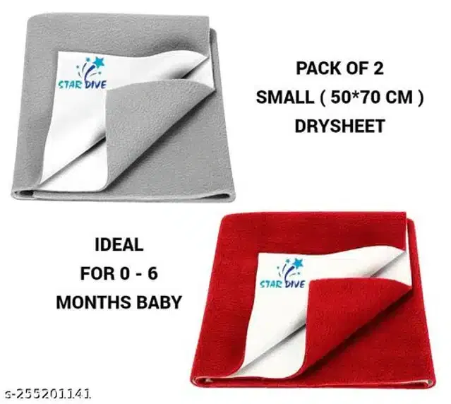 Cotton Mattress Protection Sheet (Red & Grey, 28x20 inches) (Pack of 2)
