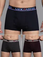 Lux Parker Cotton Solid Semi-Long Trunks for Men Pack of 3, Assorted (90cm)