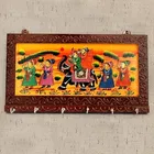 Jaipurcrafts Wooden Rajasthani Art Work 6 Hook Hanging Key Holder - Brown