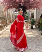 Litchi Silk Woven Design Saree for Women, Red 