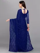 Net Solid Saree for Women 