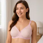 Cotton Solid Non-Padded Bra for Women (Pink, 32B)