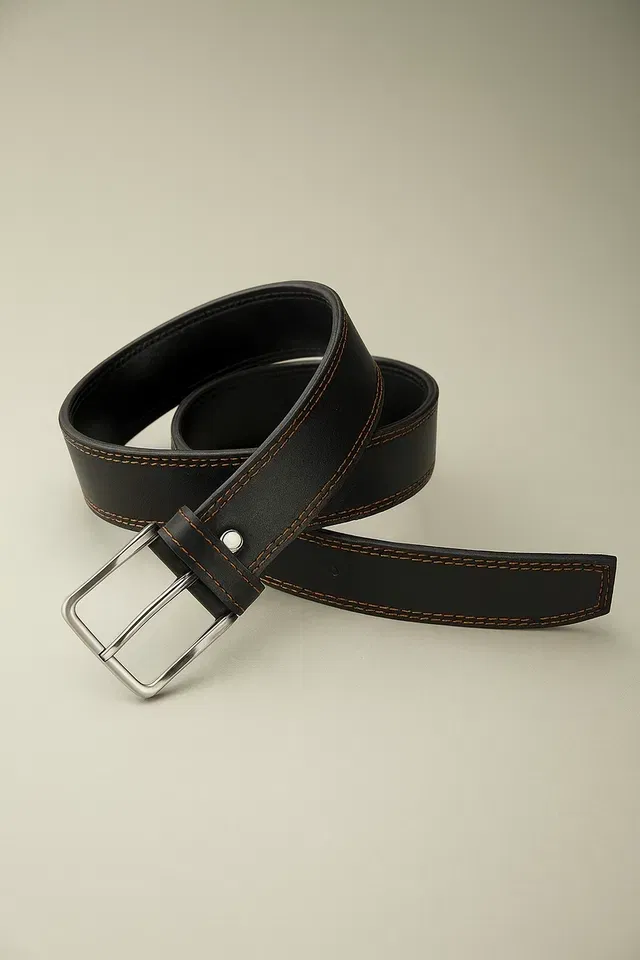 Casual PU Belt for Men, Black, Free Size, Daily Wear