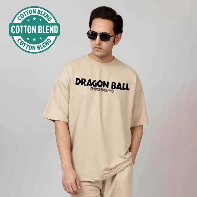 Round Neck Printed T-Shirt for Men (Beige, XL)