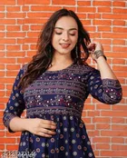 Rayon Printed Anarkali Kurti for Women 