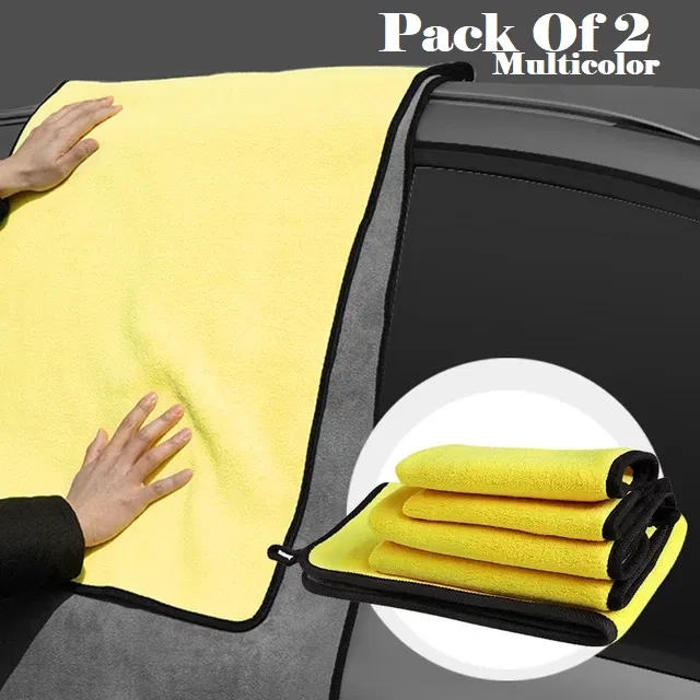 Microfiber Thick Lint & Streak-Free Multipurpose Cleaning Clothes (Multicolor, Pack of 2)