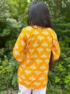 Rayon Printed Short Kurti for Women, Yellow 