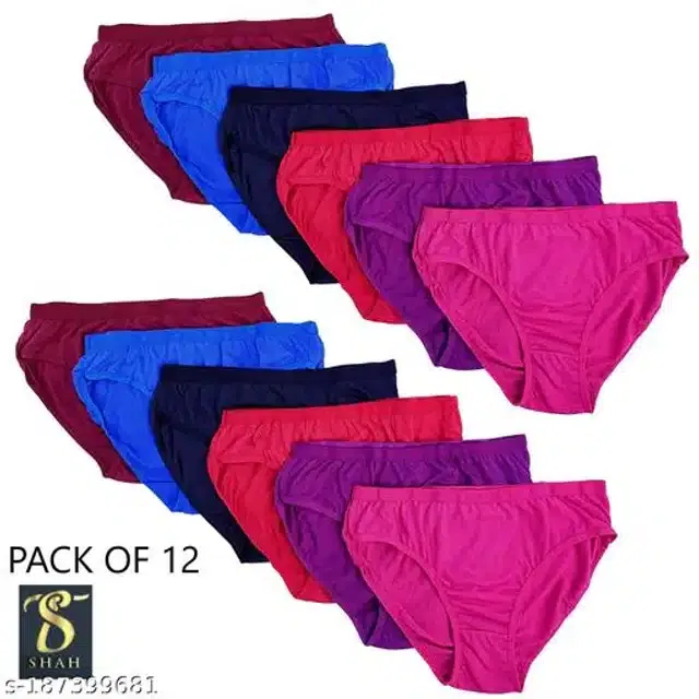 Cotton Briefs for Women (Multicolor, S) (Pack of 12)