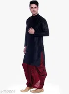 Silk Solid Kurta with Dhoti for Men 