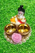 Metal Decoretive Pooja Thali, Multicolour Pack of 1