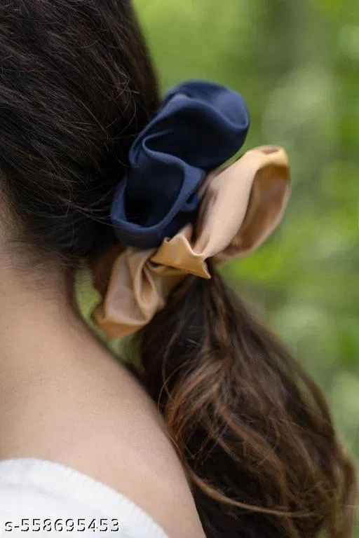 Scrunchies for Women (Navy Blue, Pack of 24)
