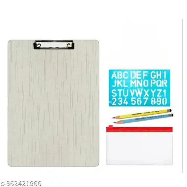 Cobmo of Exam Pad, Pencil Kit, 2 Pcs Pencil & Stencil (Multicolor, Set of 4)