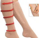 Ankle Lenth Zipper Leg Support Socks (Multicolor, Set of 1)