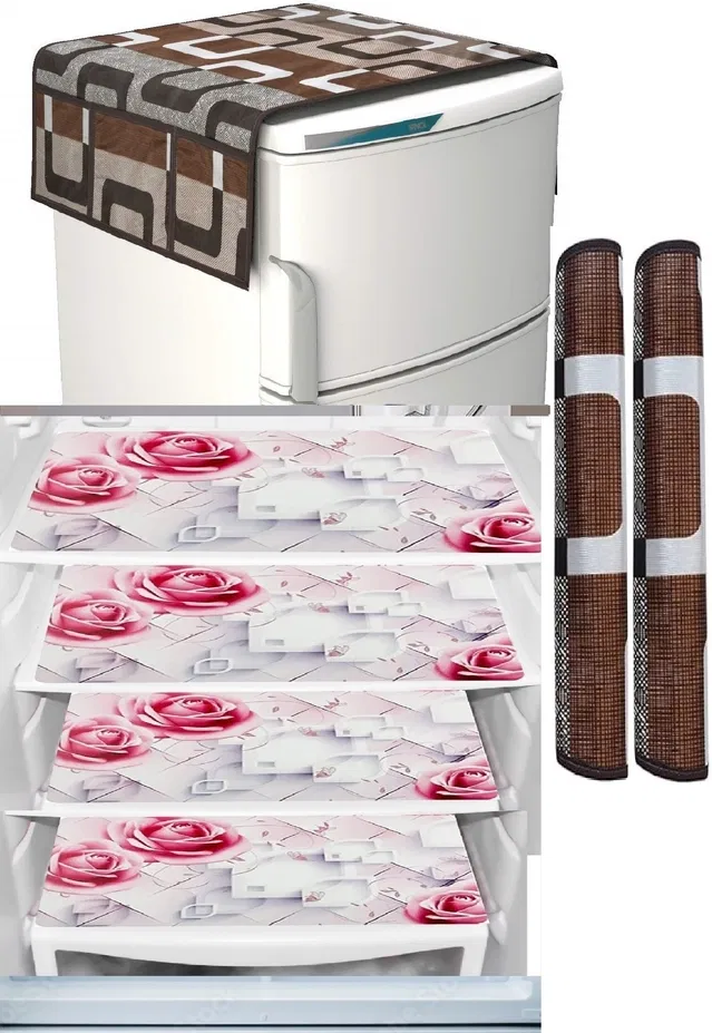 Knit 7 Pcs Fridge Cover Set (Multicolor, Set of 1)