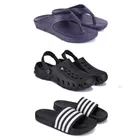Combo of Sliders with Clogs & Slipper for Men (Multicolor, 6) (Set of 3)