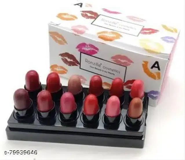 Ronzille Bullet Mini Lipsticks (Multicolor, Pack of 12)