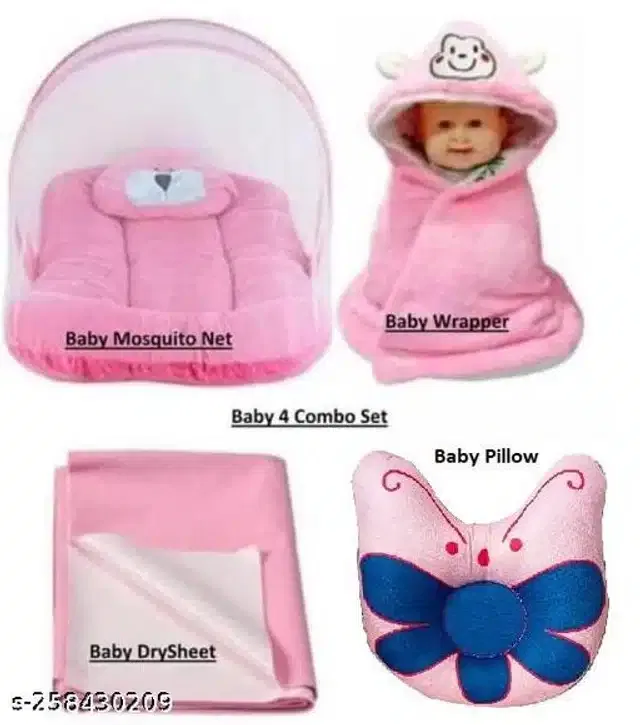 Combo of Baby Sleeping Set (Pink, Set of 4)