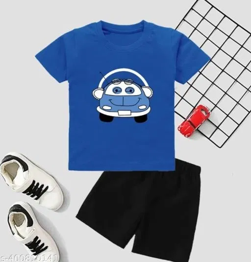 Cotton Blend Printed Clothing Set for Boys, Blue (3-4 Years)