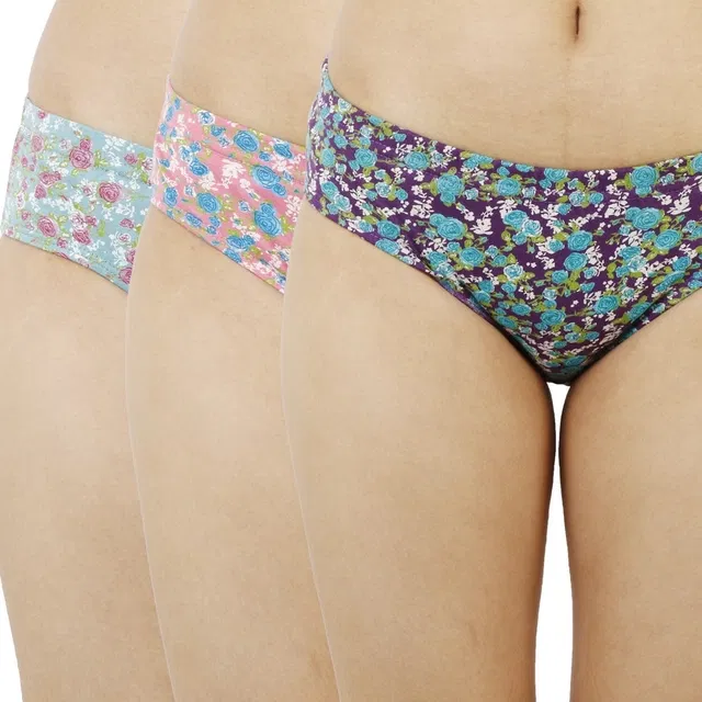Cotton Blend Hipster Briefs for women (Random colors) (Pack of 3) (L)