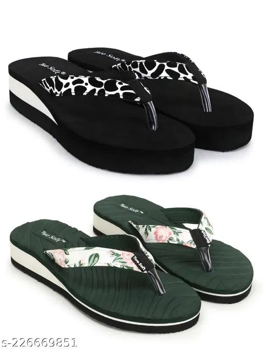 EVA Flip-flops for Women (Multicolor, 8) Pack of 2