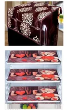 Knit Printed Fridge 3 Pcs Mat with Top Cover 