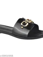 Shoetopia Black Solid Flat Sandals 