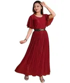 Cotton Blend Solid Dress for Girls 