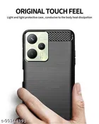 AESTMO Back Case Cover for Realme C35 Shockproof Slim Carbon Fibre Rugged TPU Armor Back Case Cover for Realme C35 
