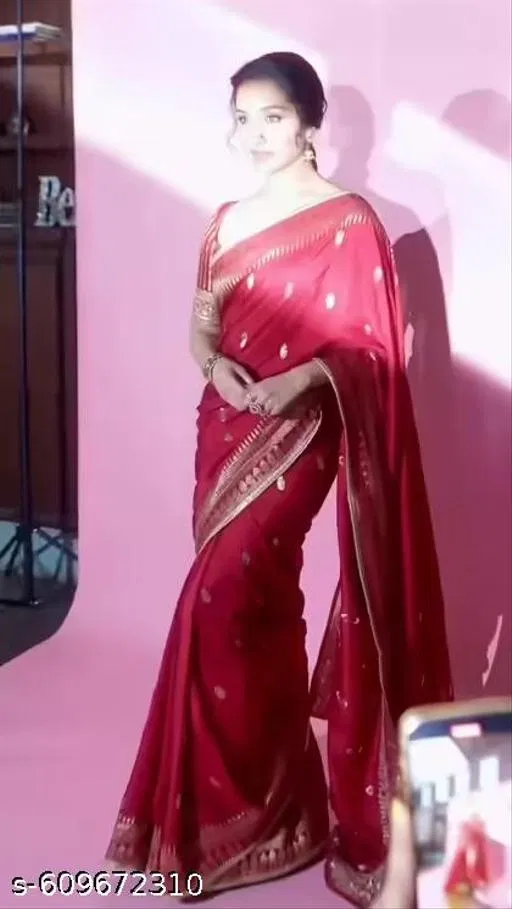 Banarasi Jacquard Soft Silk Saree for Women (Maroon, Colour)