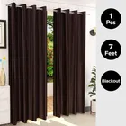 Polyester Blackout Plain Brown Door Curtain 7ft Pack of 1