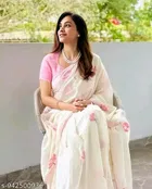 Cotton Linen Saree for Women 