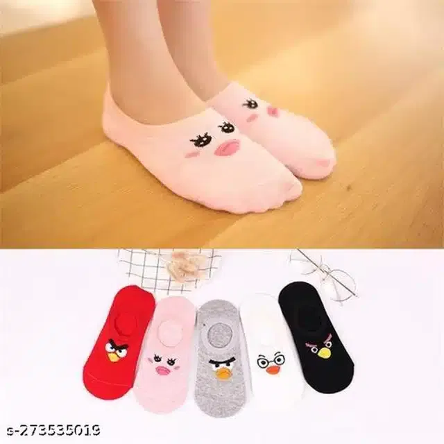 Cotton Socks for Women (Multicolor, Set of 5)