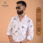 Cotton Blend Printed Shirts for Men, White 