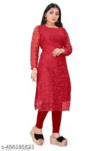 Net Kurti for Women,  Red  