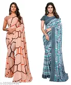 Designer Printed Georgette Saree for Women, Pack of 2 