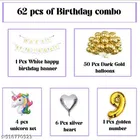 62 Pcs 9th Birthday Decoration kit, Golden, Set of 1