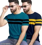 Cotton Blend T-shirt for Men, Multicolour, Pack of 2 