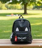 Polyester Backpack with Plastic Water Bottle, Tissue Container for Men & Women, Multicolour, Set of 1