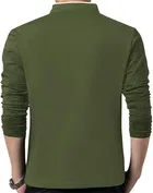 Cotton Blend Mandarin Collar Solid T-Shirt for Men 