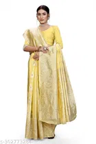 Linen Zari Woven Saree for Women 