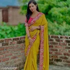 Chinnon Embellished Saree For Women, Green
